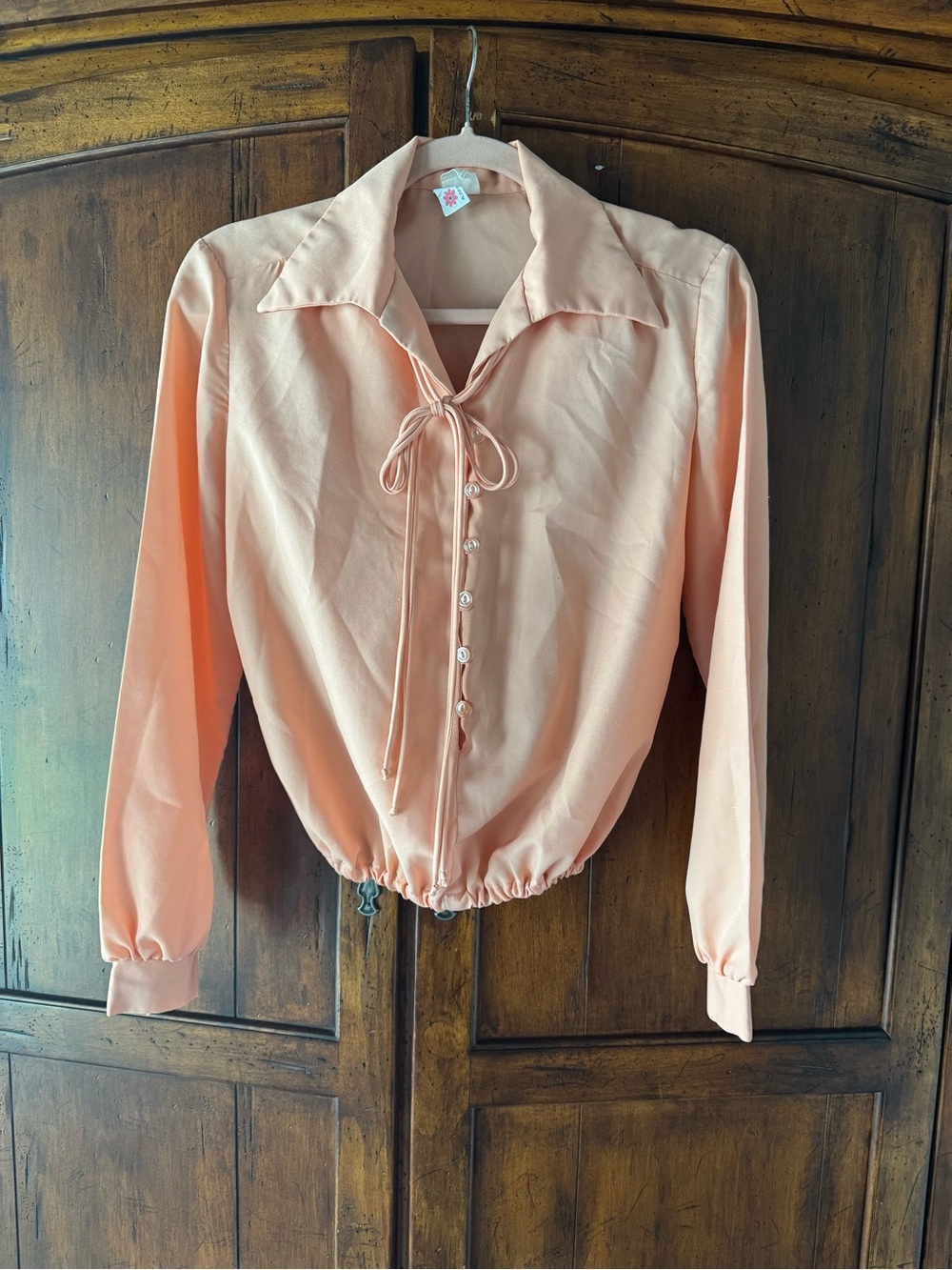 Vintage Alden’s Pleated Peach Midi Skirt & Blouse Set - Picture 4 of 8